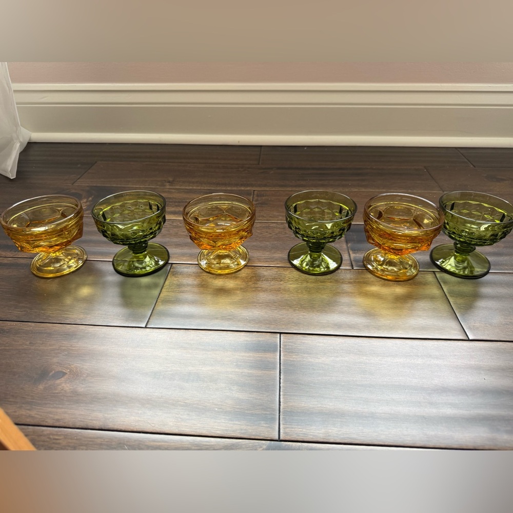 Green and gold coupe/sorbet glasses